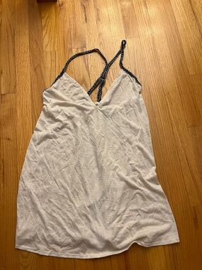 NWT Lightweight Beige Coverup with Braided Black Straps